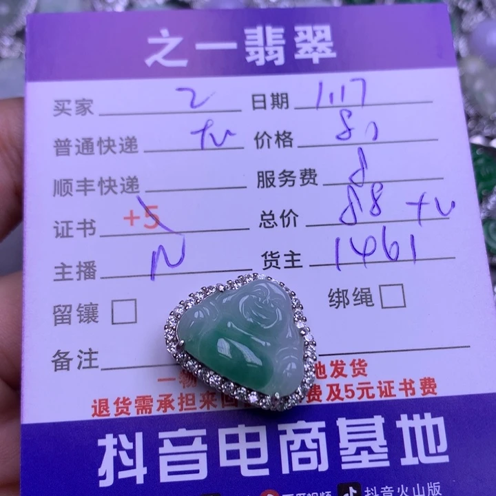 翡翠颈饰银S925镶嵌2*文