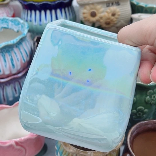 多肉绿植陶瓷花盆9.9包邮，有孔