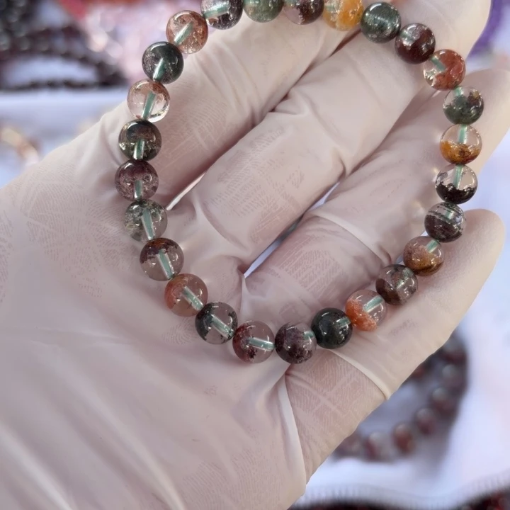 水晶珠宝半成品未镶嵌四季幽灵手串