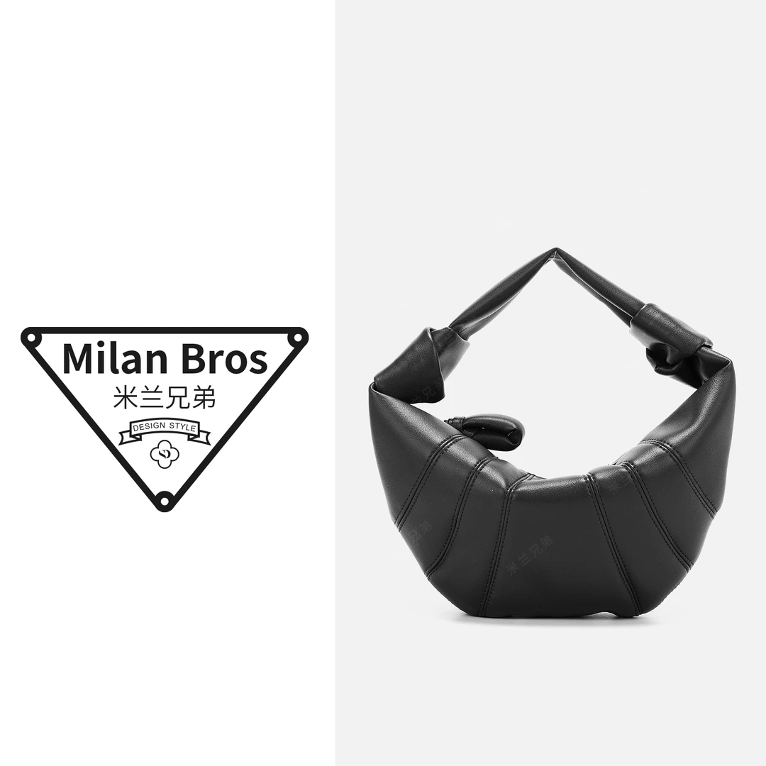 【米兰兄弟】头层牛皮牛角包黑色