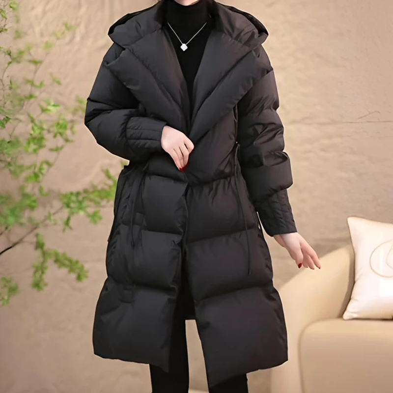 冬季新款加厚保暖羽绒服女中长款五防免洗防寒高档白鸭绒袄子外套