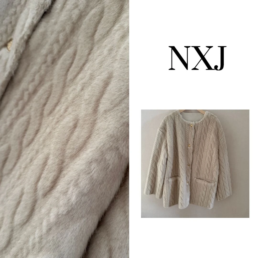 人造皮草 【暮光之城】微胖大码 丹麦轻奢麻花编织外套 251179