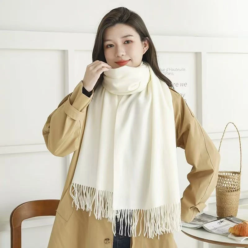 高支纯山羊绒纯色围巾 加厚保暖披肩 轻奢高级不挑人