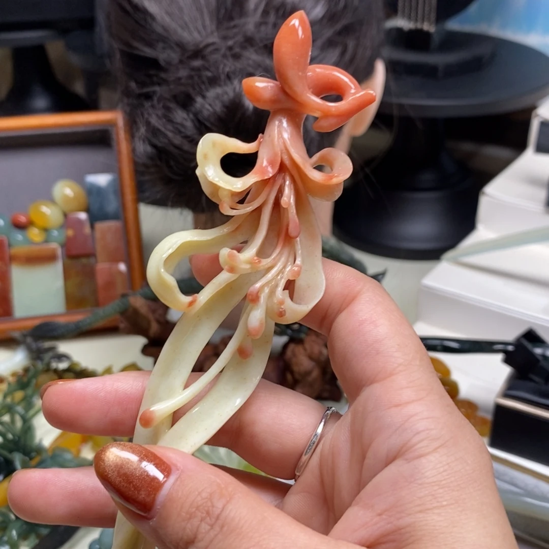 思***瘦蛇纹石玉未镶嵌发饰