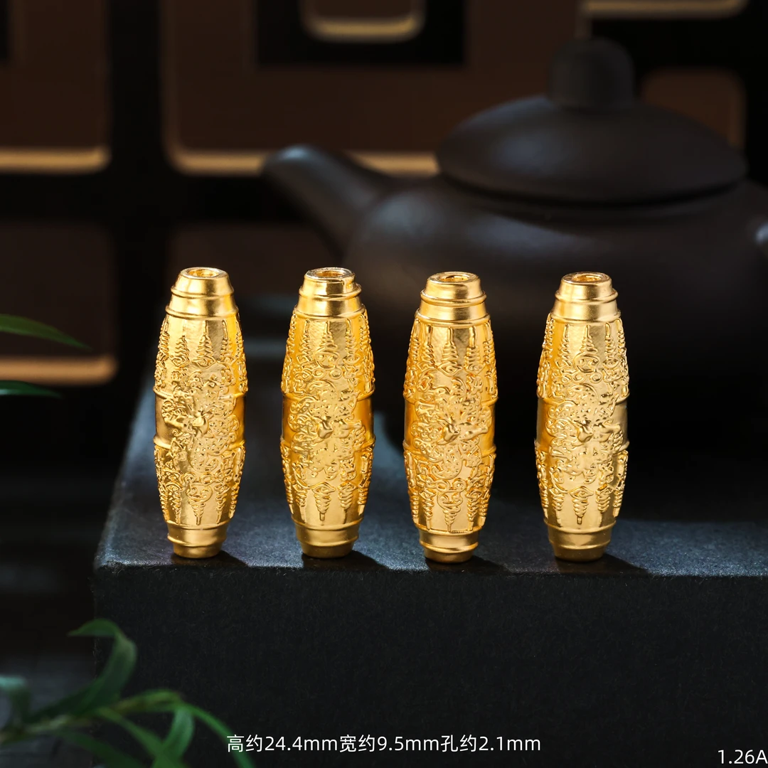 【金豆工厂】18K金凤九五条经桶珠路路通隔珠编绳手串配饰A