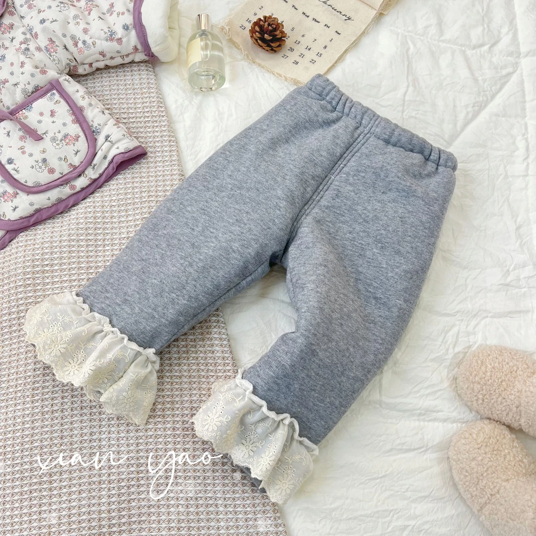 【过冬款厚棉裤】女童加绒加厚棉裤外穿蕾丝边打底裤棉裤YR-R-D517