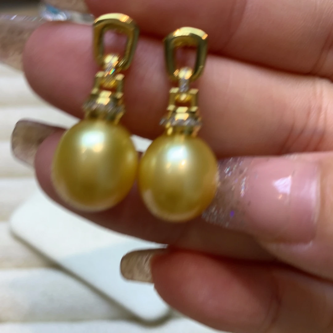 银S925镶嵌海水珍珠耳饰