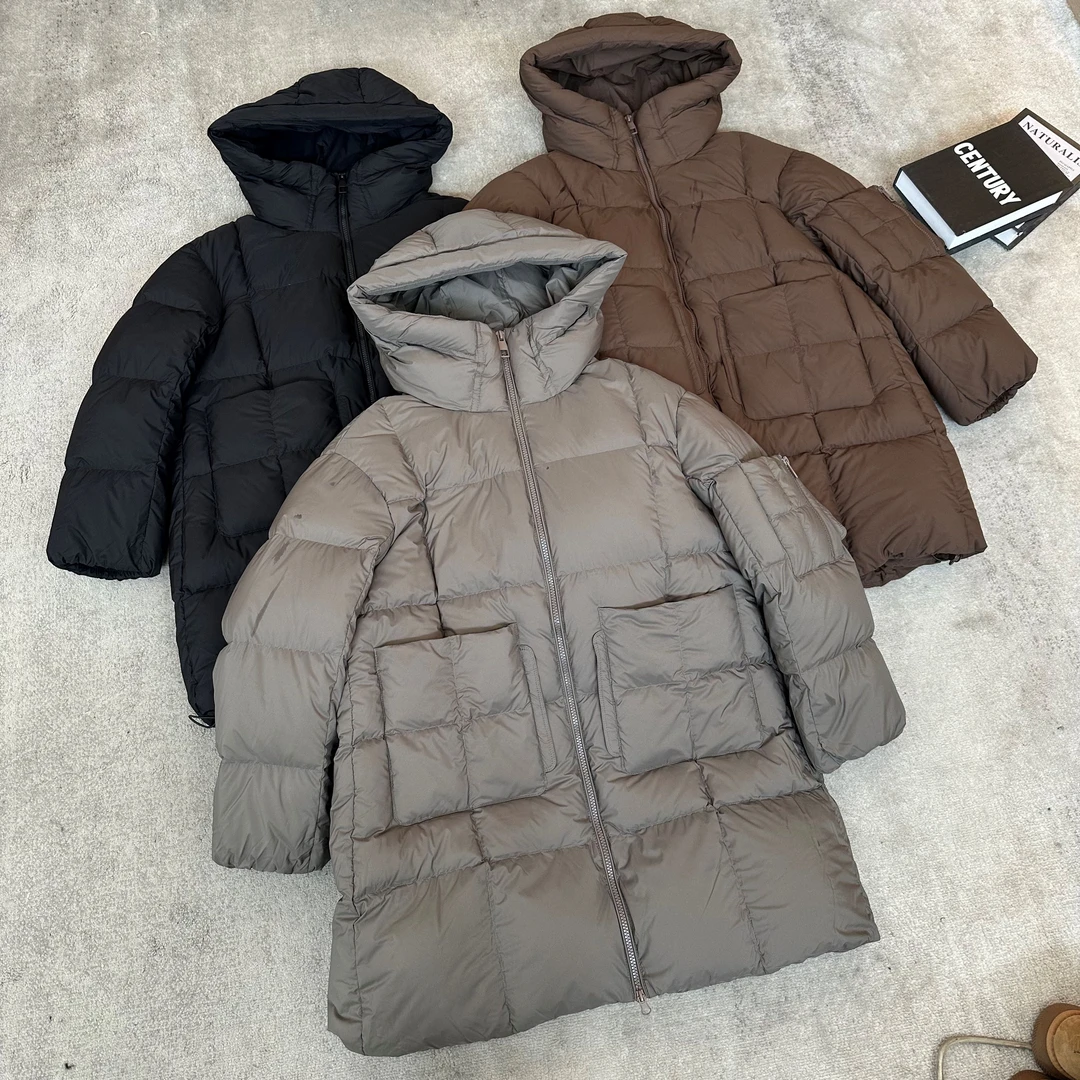 【米可家】一体连帽磨砂料90白鸭绒中长款羽绒服外套892F35