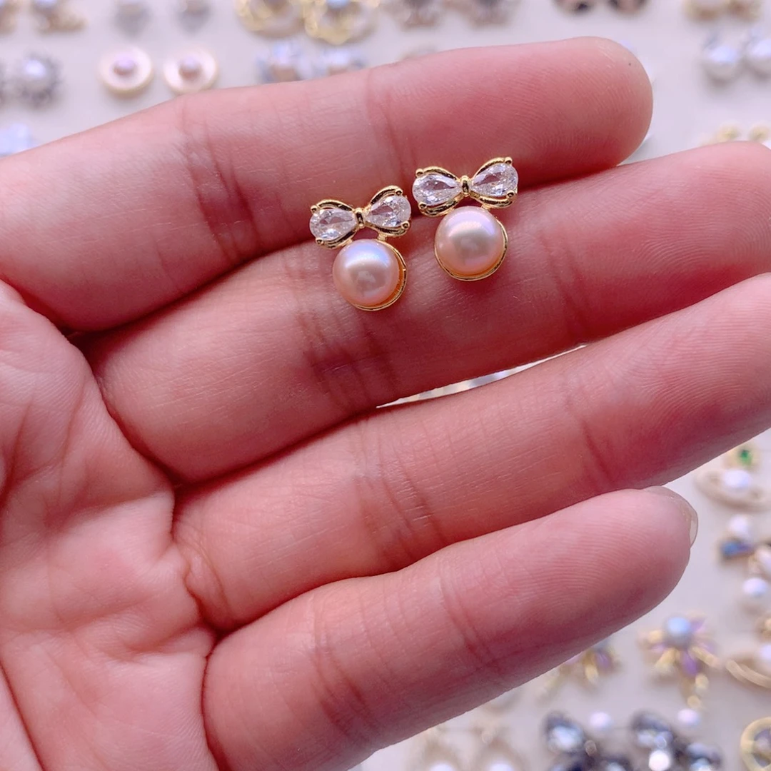 合金淡水珍珠耳饰