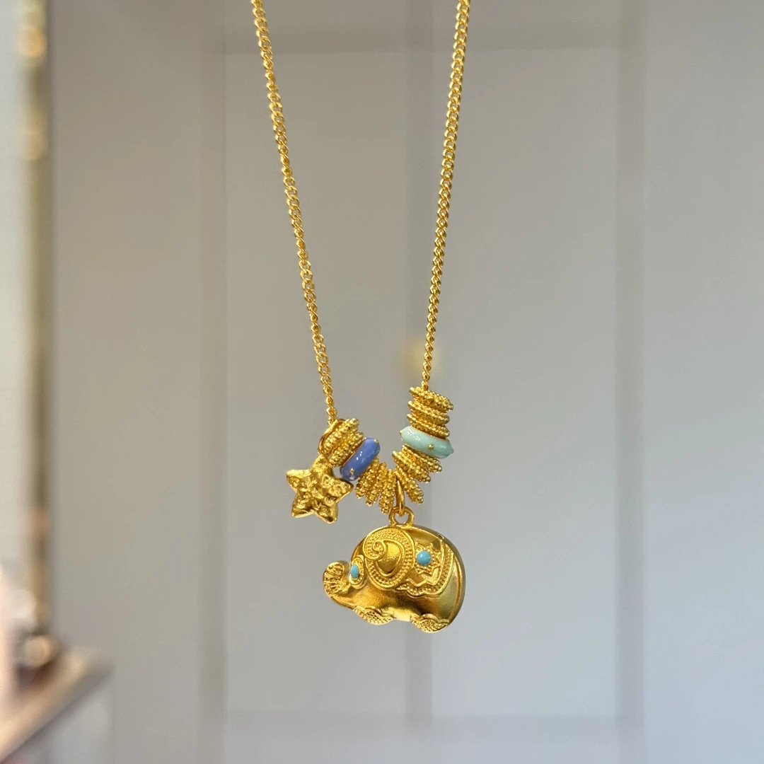 阿敏专属-Z【墩墩象套链（蓝蓝）】足金999套链（附加118/0）