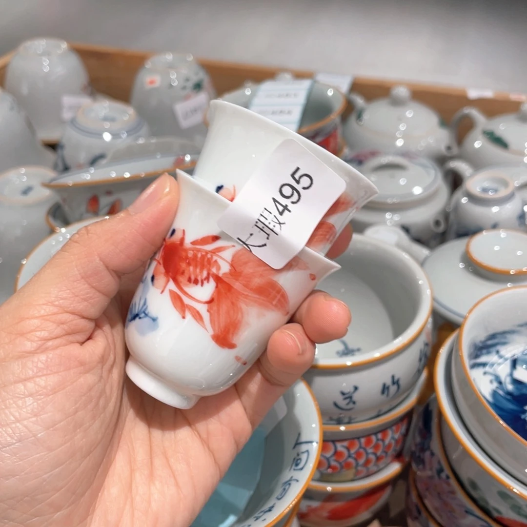 釉下彩纯手绘有瑕