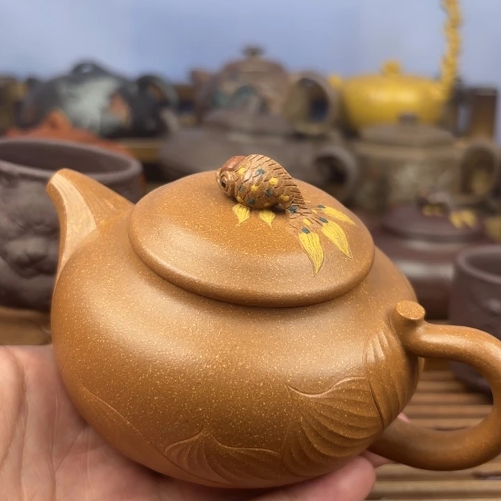 茶壶紫砂金玉满堂黄降坡原矿220c
