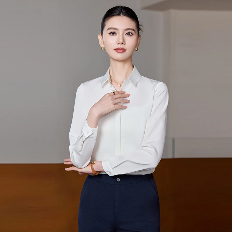 白色职业衬衫女2025新款秋季面试正装通勤气质工作服西装内搭衬衣