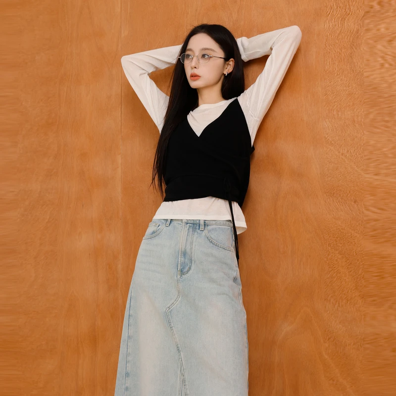 【秋季新款】AIRIQI休闲时尚显瘦毛织H型两件套内外套装AX41TZ556