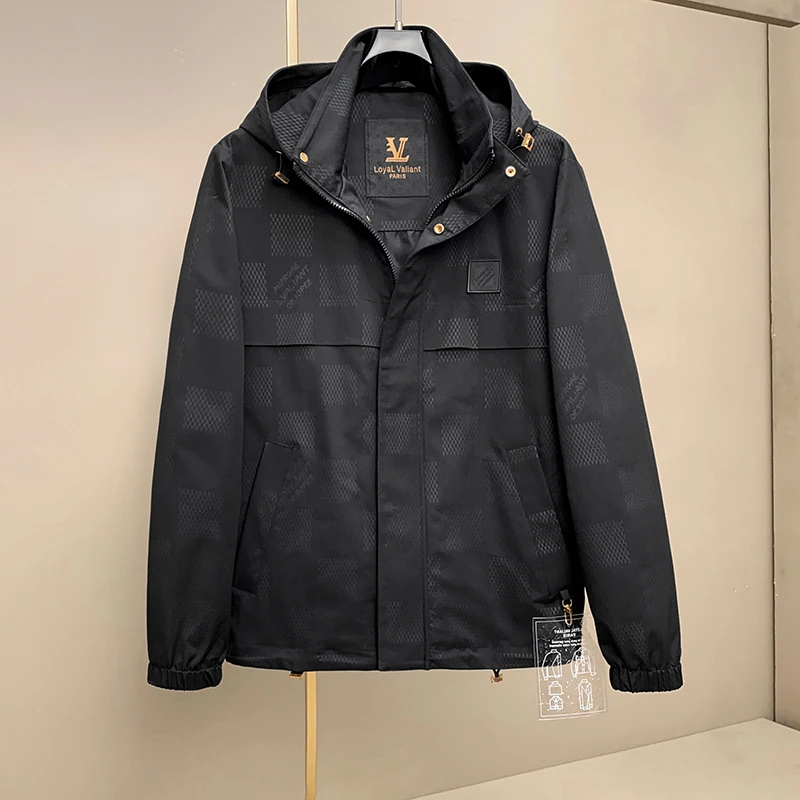 高端欧货潮牌外套男春秋季2025新款潮流修身连帽时尚休闲男士夹克