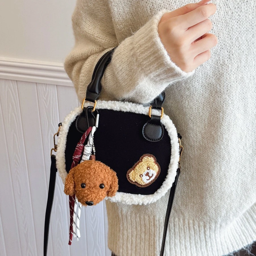 冬季新款磨砂翻毛皮包包女高颜值时尚百搭化妆包精致单肩斜挎包