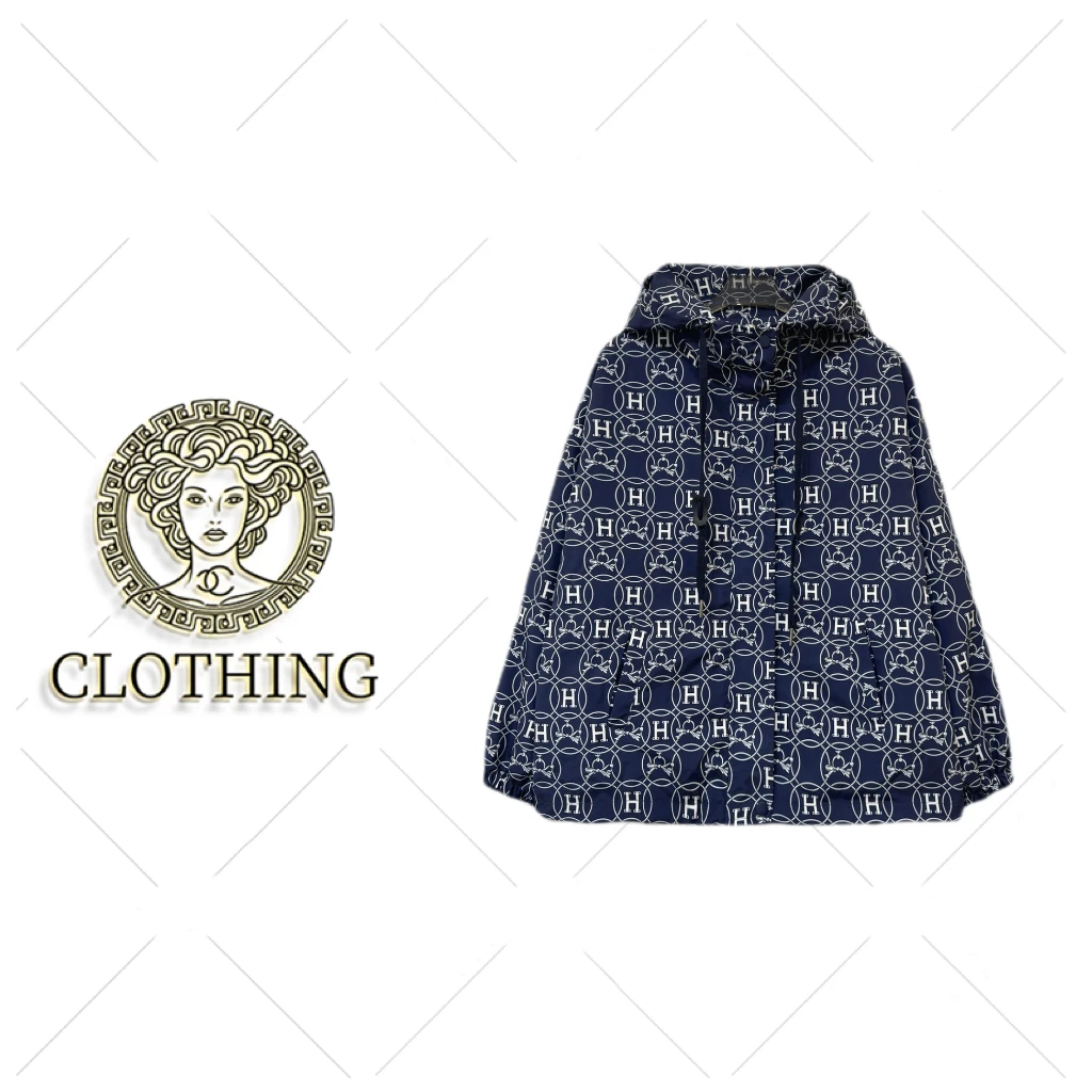 【CLOTHING/原创设计】蓝色H宽松连帽冲锋衣外套