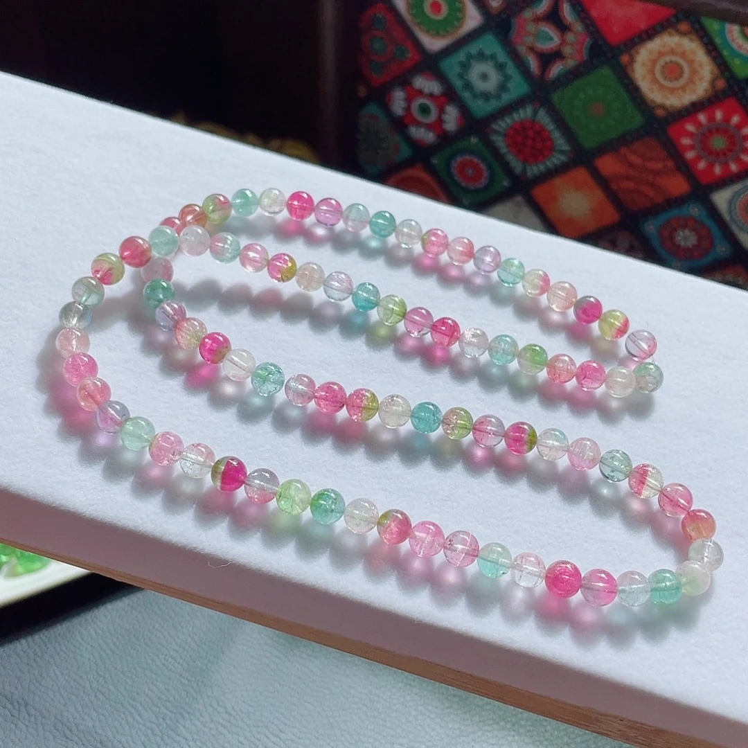 碧玺未镶嵌手链6.6mm左右