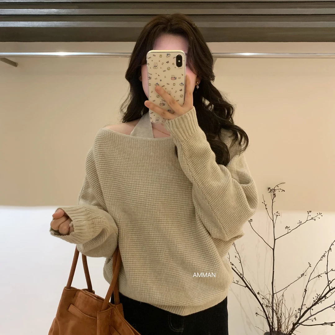 挂脖毛衣｜韩系温柔风气质针织两件套