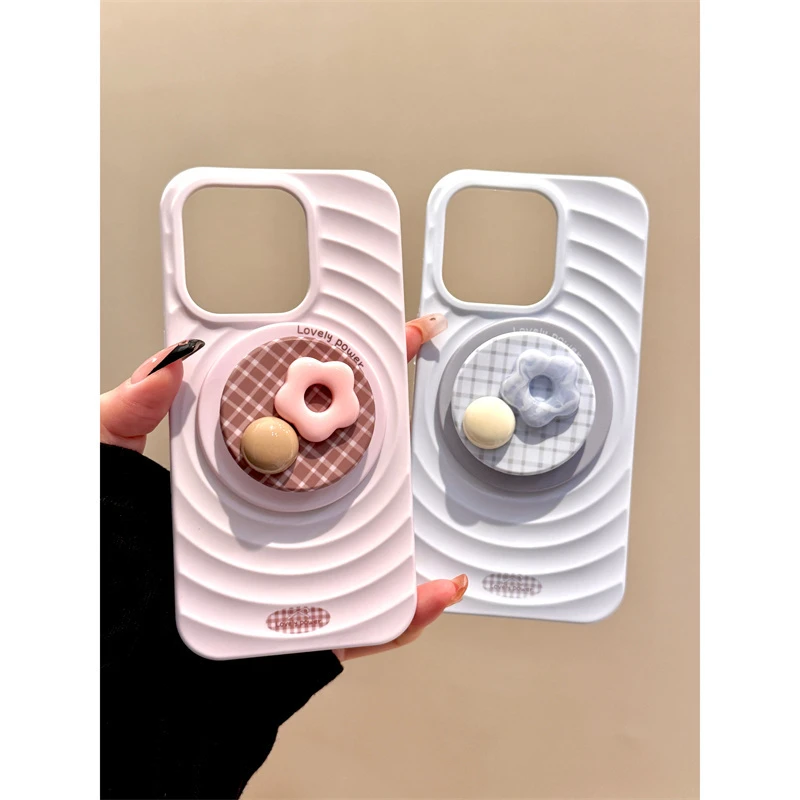 适用苹果iphone16promax创意波纹15pro简约14磁吸支架13ins手机壳