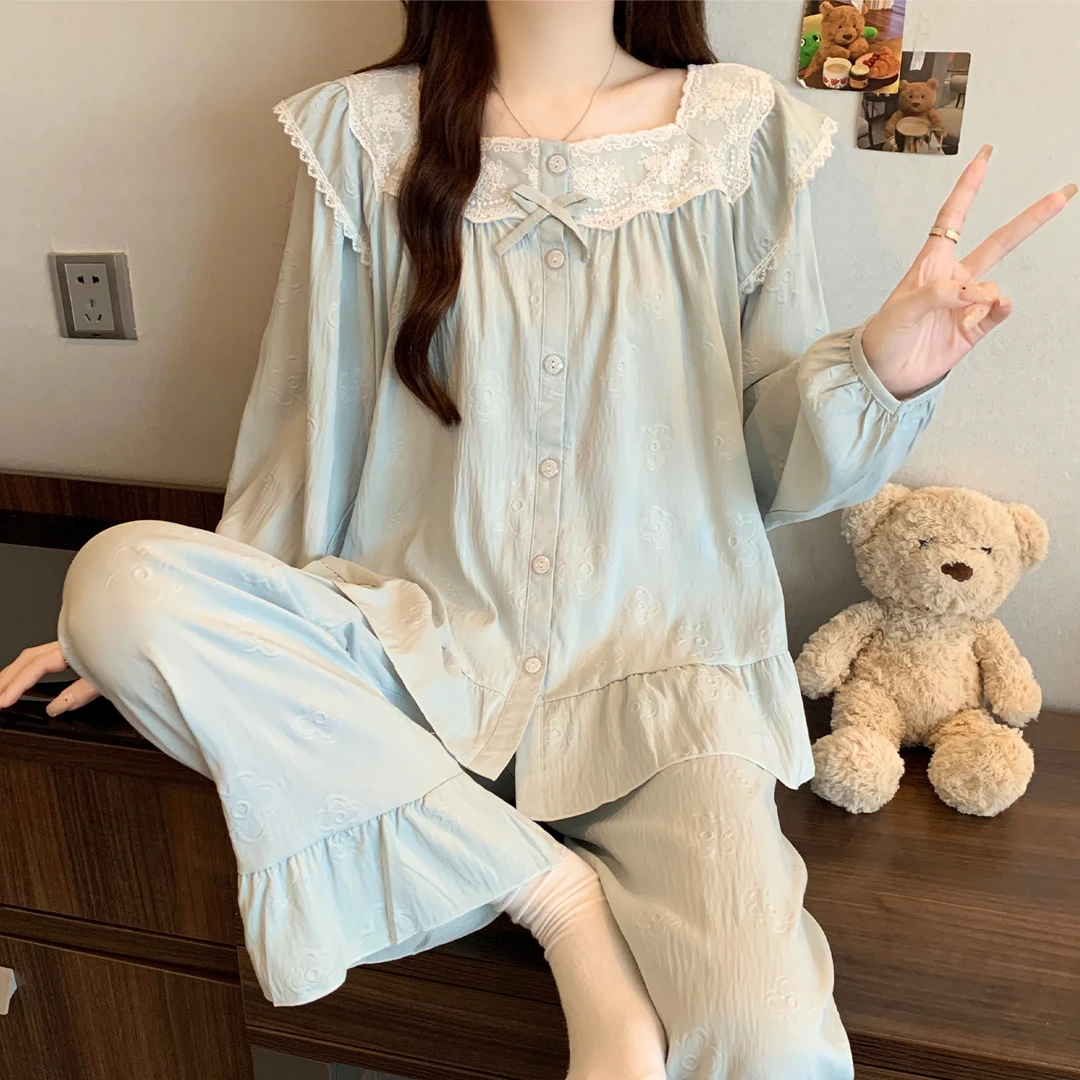 秋冬季睡衣女长袖长裤网红宽松女士2025新款秋季可外穿家居服套装