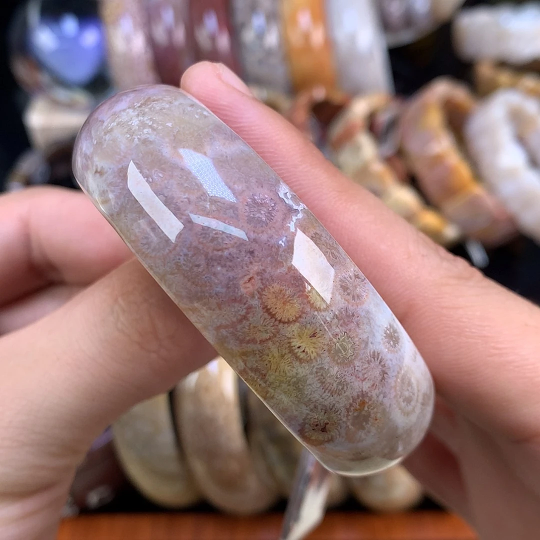 【闪购商品】颈饰未镶嵌硅化珊瑚（珊瑚玉）17号紫粉色调54圈
