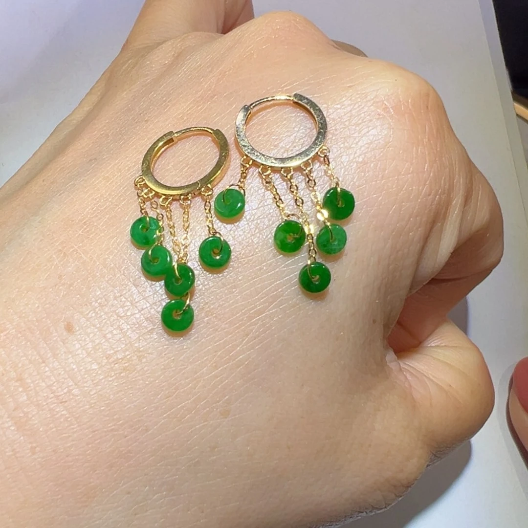 翡翠颈饰18K金镶嵌耳环