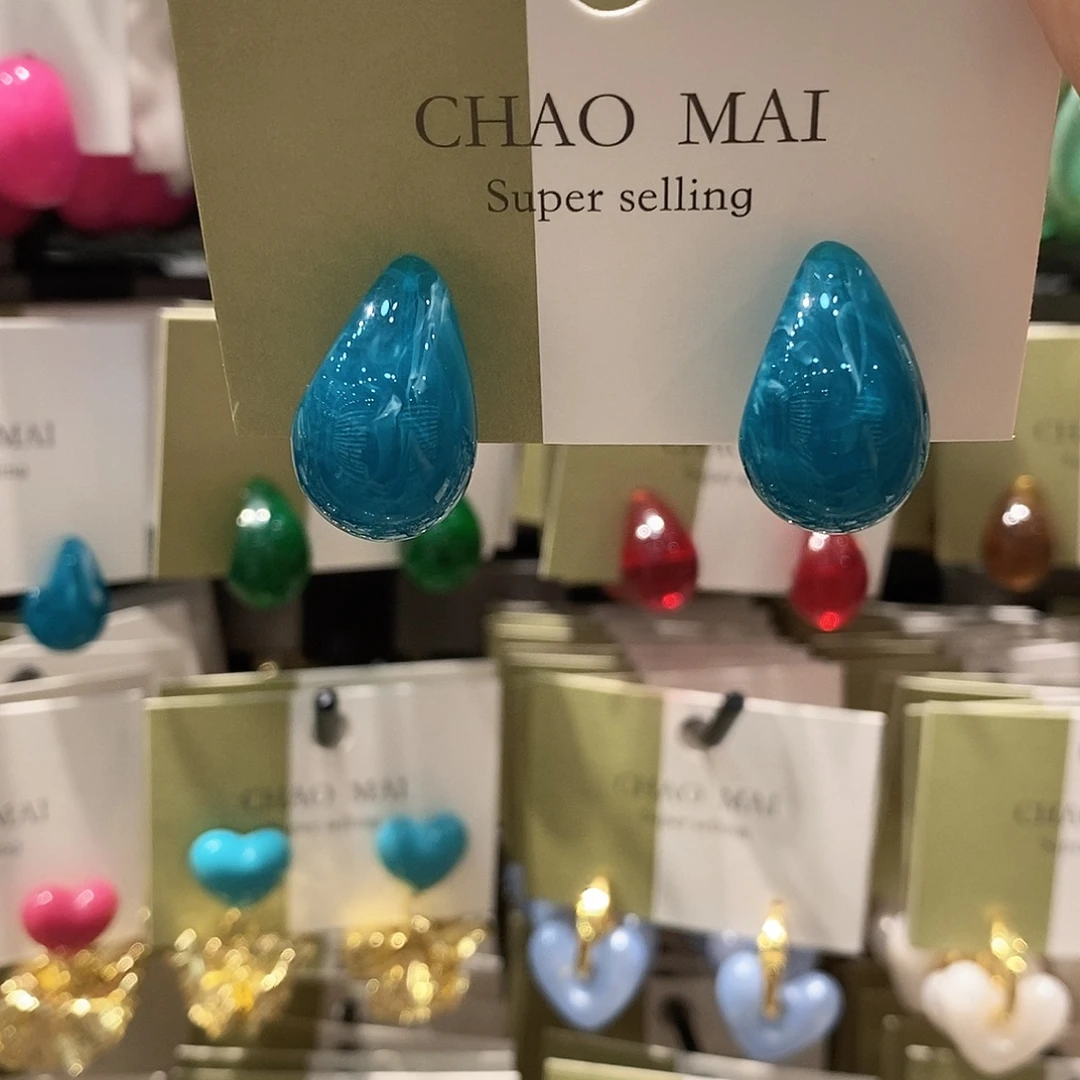 铜合金925银树脂蓝绿色水滴