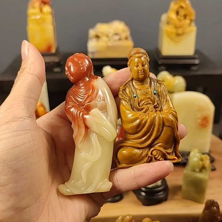 寿山石清**月摆件摆件摆件