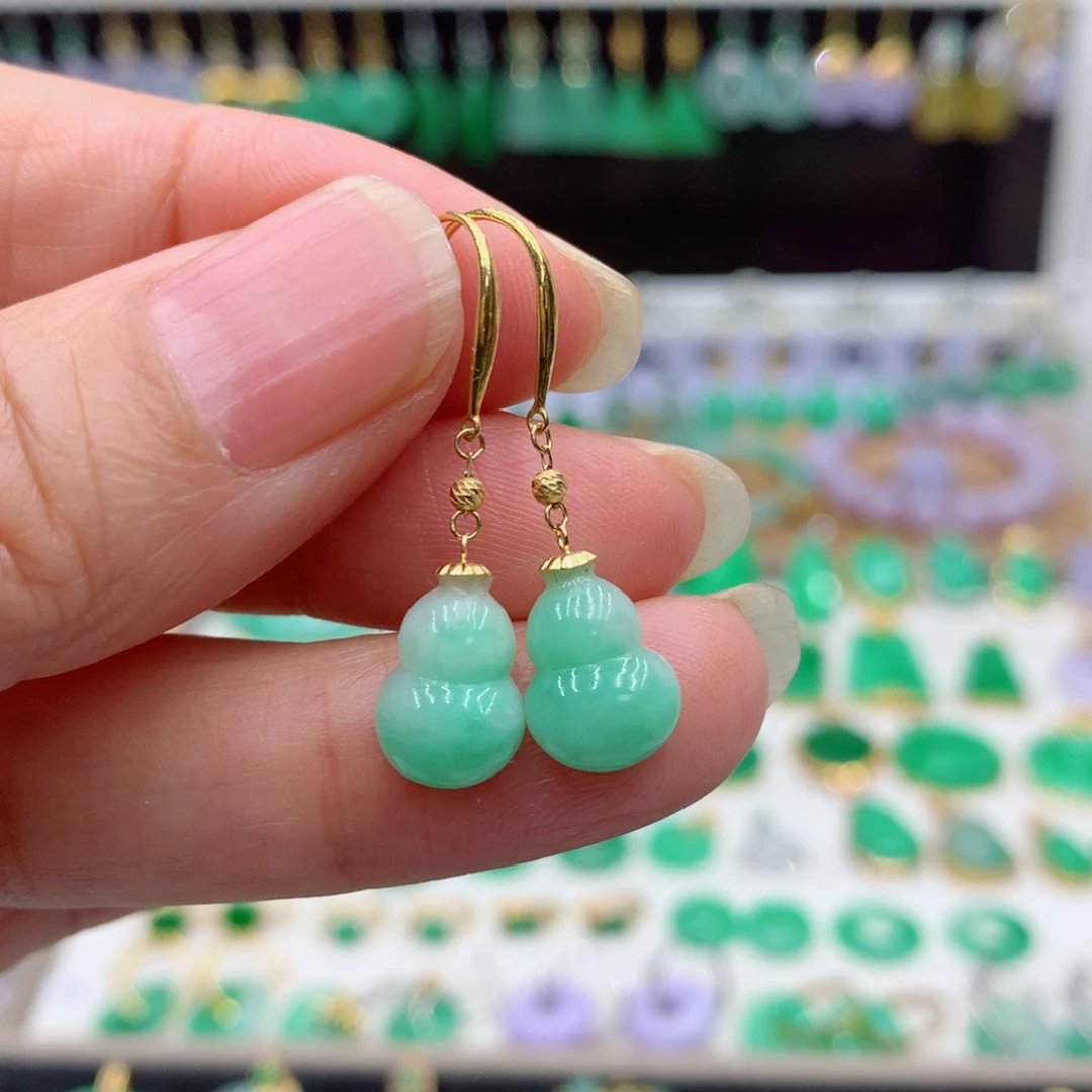 翡翠18K金镶嵌耳饰