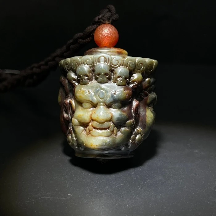 《明代》和田玉三面佛 山东国营文物商店25071500711-10771