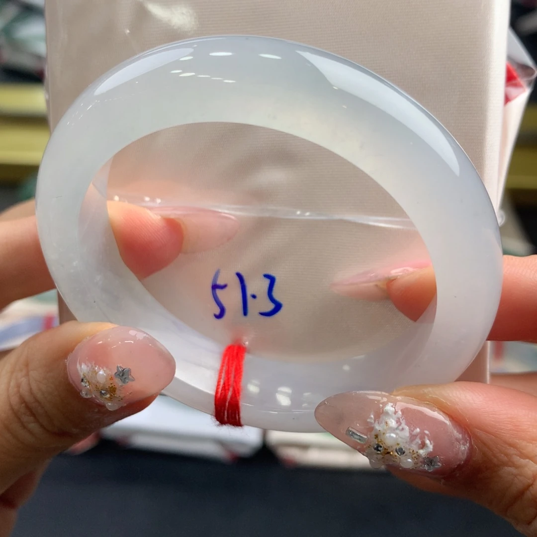 翡翠未镶嵌手镯09号52.3正圈荔枝肉