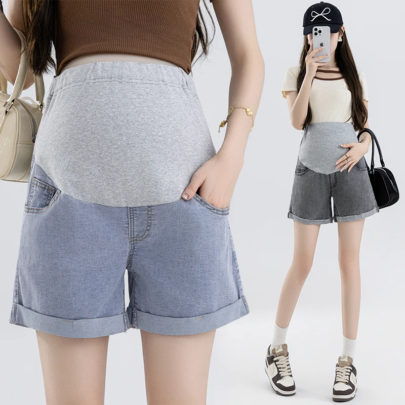 孕妇牛仔短裤弹力孕妇短裤夏季四色托腹裤孕妇外穿短裤
