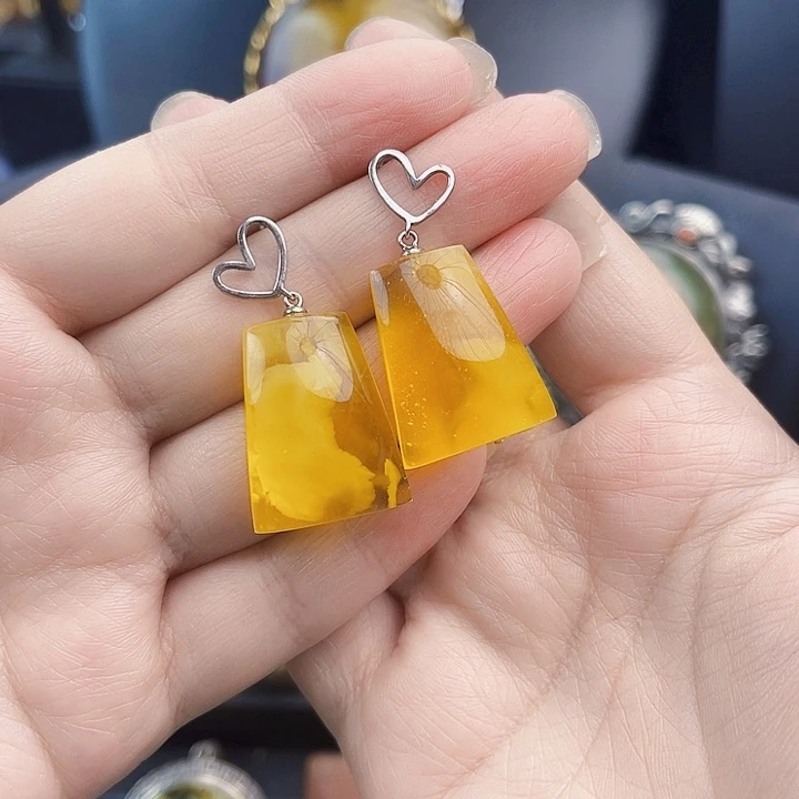 琥珀银S925镶嵌裸石