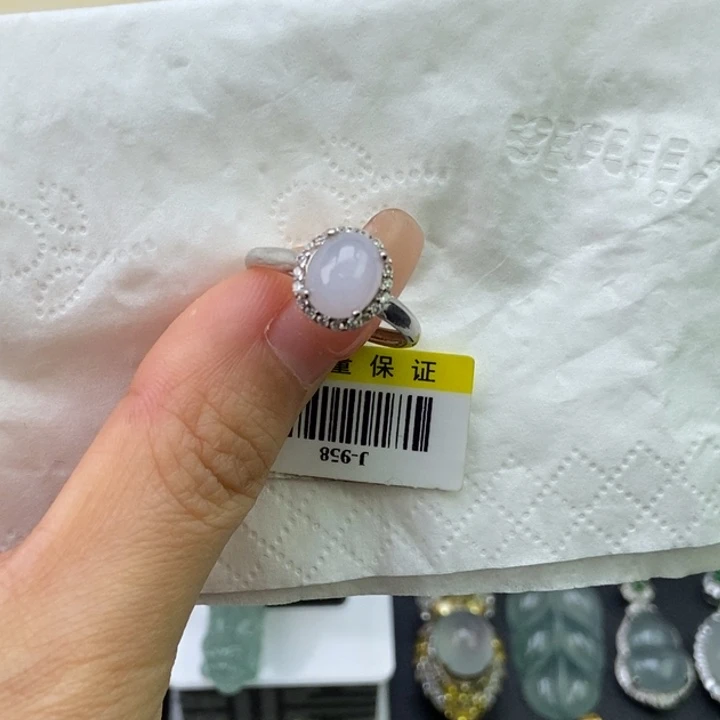 路***通翡翠银S925镶嵌戒指蛋面