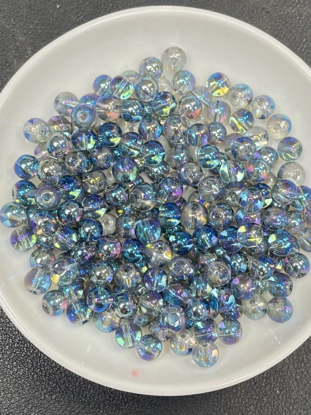 天然珠宝玉石 蓝月光水晶 Y103  6mm  50颗（赠弹力绳）