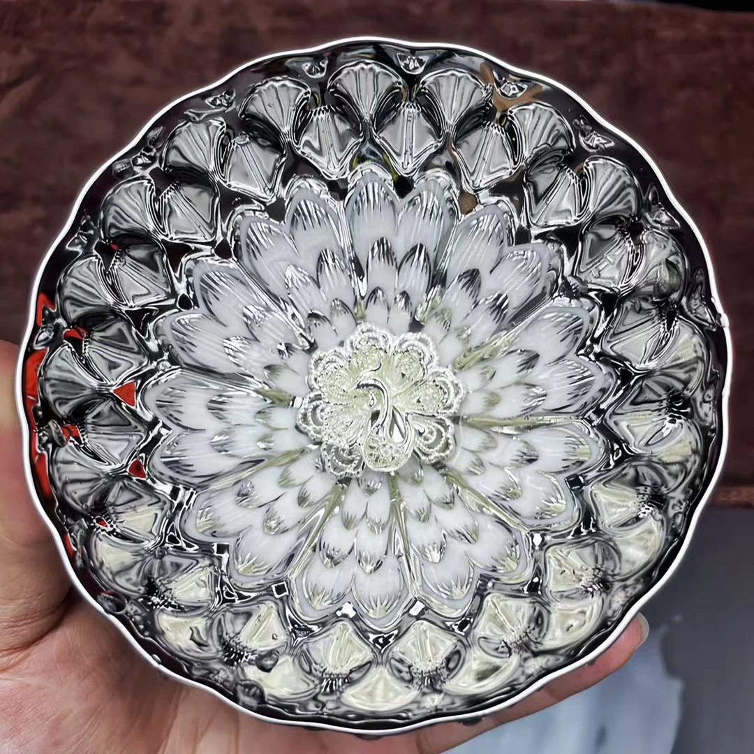 ［合合美美银孔雀主人杯高端主人杯家用茶具陶瓷杯茶杯水杯无礼盒a