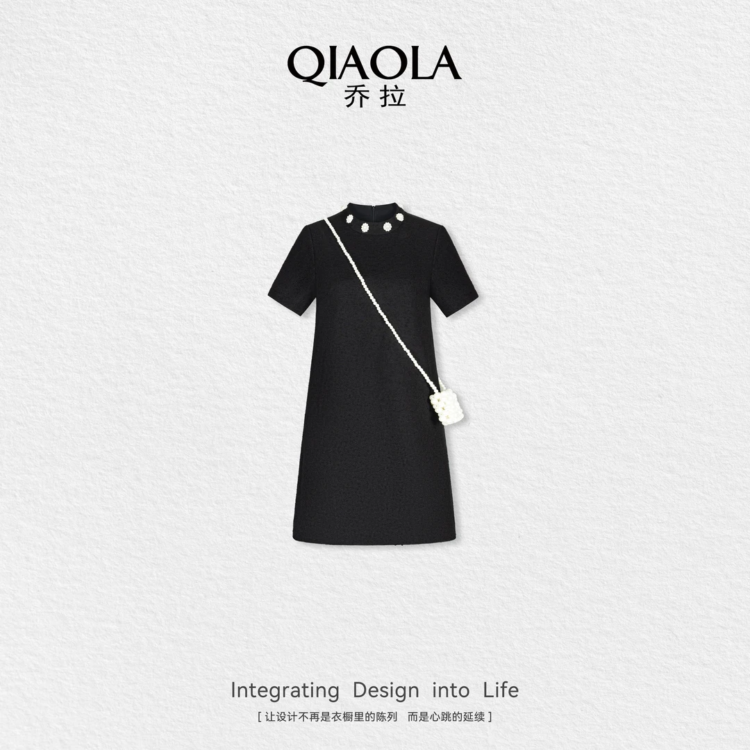 QIAOLA/乔拉【摩天轮之心】夏季新款小香风圆领气质显瘦连衣裙预售