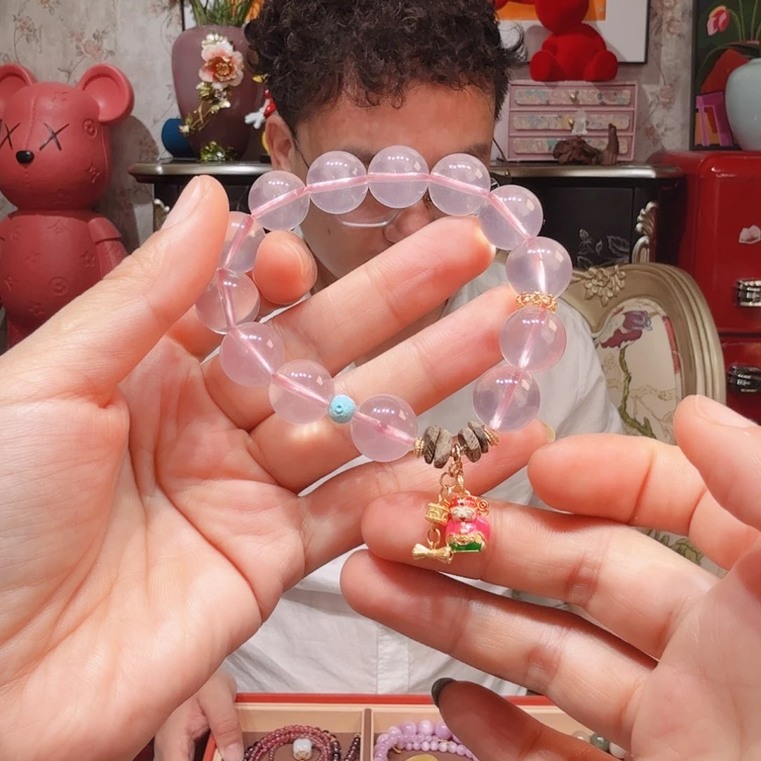 水晶手串18K金镶嵌手串