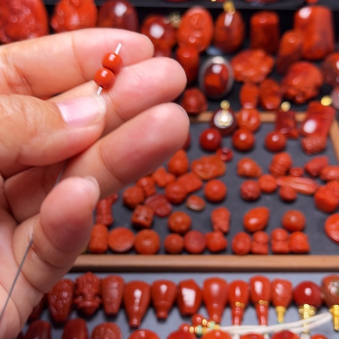南红玛瑙未镶嵌配饰老型对珠6mm