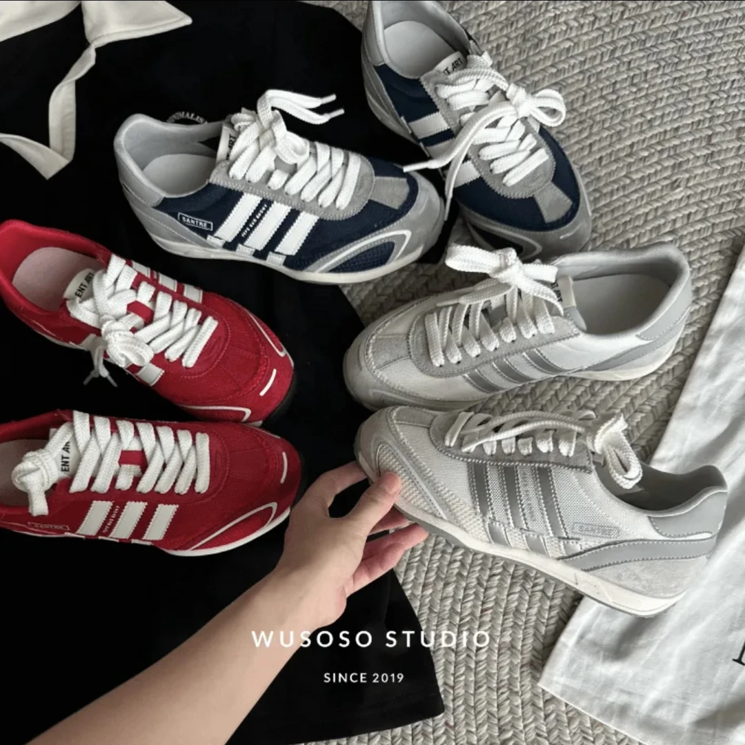 “赛车德训”休闲透气德训鞋网面时尚休闲潮流韩版ol透气小白鞋【X】