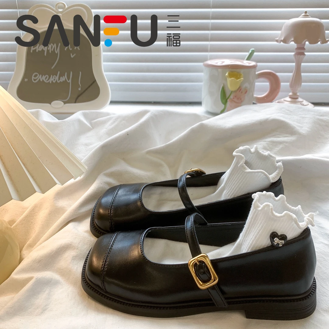 三福法式玛丽珍小皮鞋女2025新款夏春季复古百搭配裙子日系jk鞋子