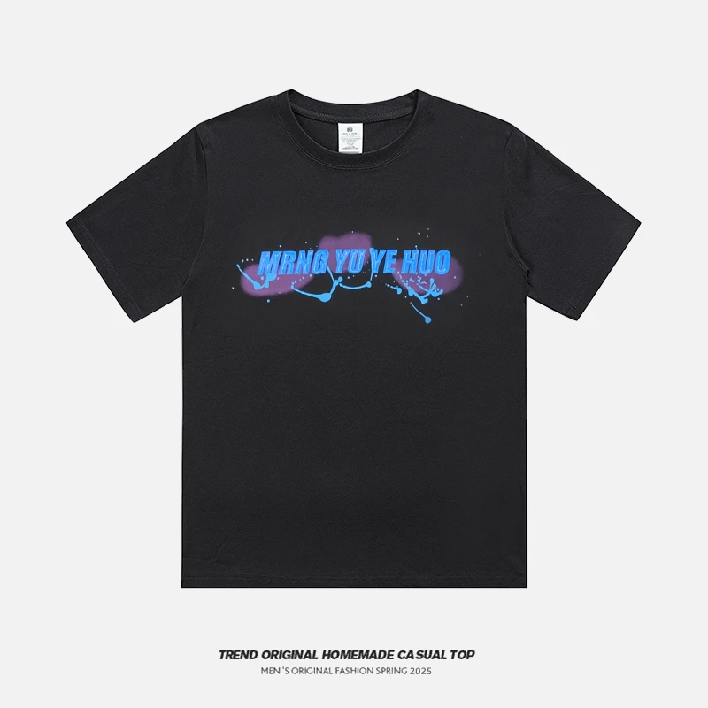 暗界字母T恤女美式设计感小众潮牌oversize宽松短袖情侣上衣夏