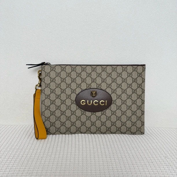 未使用 GUCCI/古驰  5863/男士经典时尚印花虎头信封手拿包