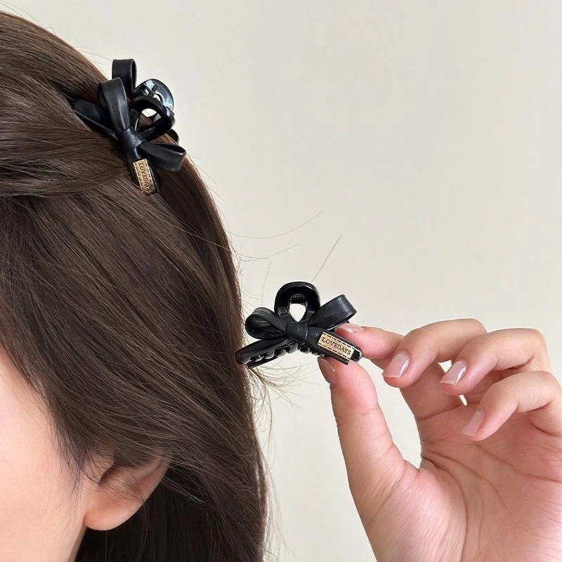 皮质蝴蝶结发夹小号刘海盘发抓夹侧边碎发夹子头饰公主头发卡子女