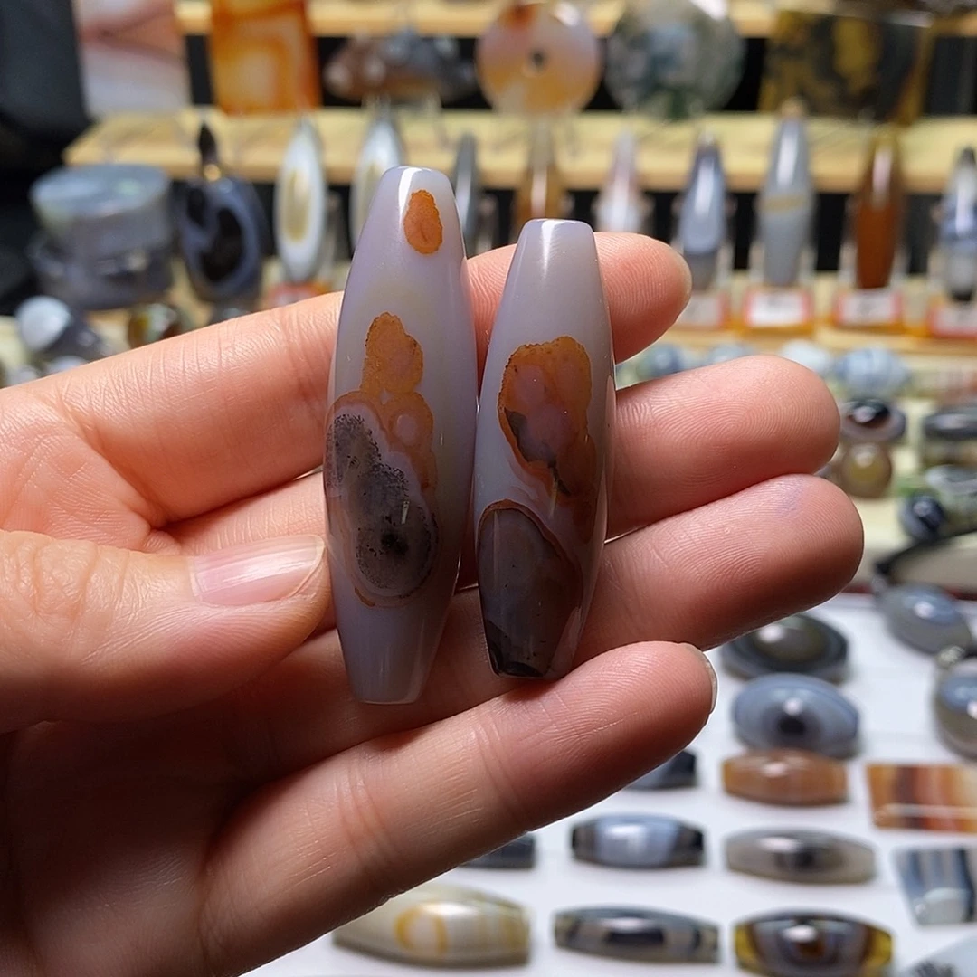 玛瑙/玉髓未镶嵌颈饰福利一对