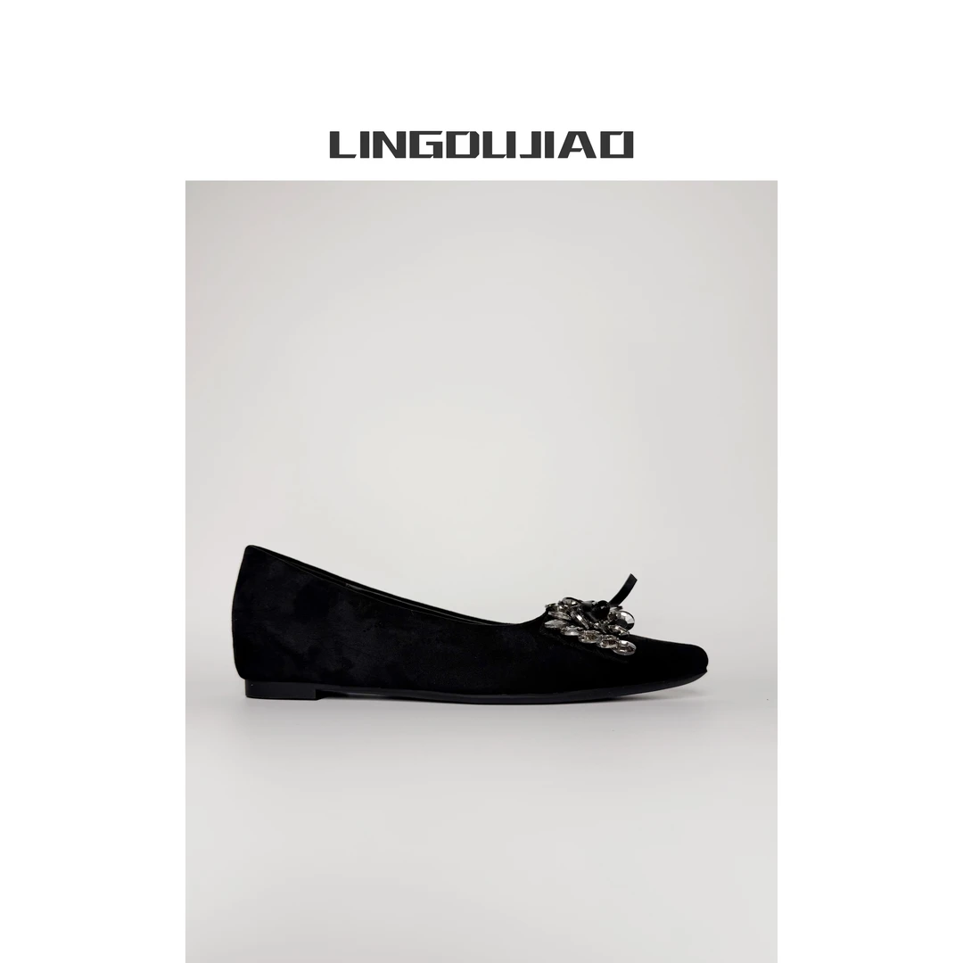 【蝴蝶结缝钻绒布内增单鞋】92-905/3cm