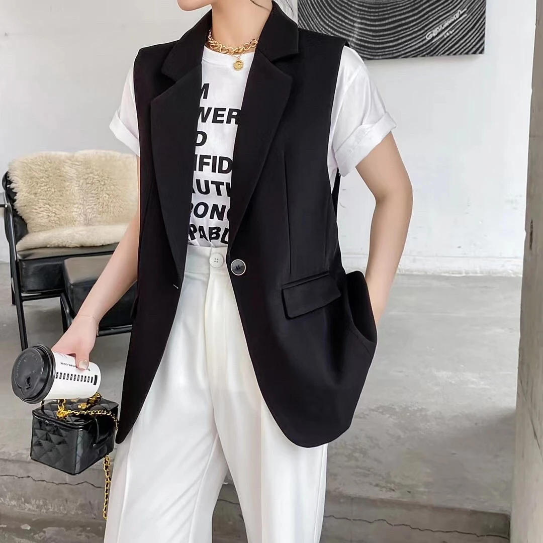 西装休闲马甲女2025新款春秋后开叉常规款修身显瘦纯色气质马夹