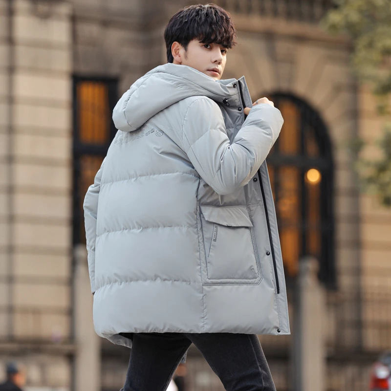 斐乐联名EAMI羽绒服男中长款2025冬季新款修身显瘦加厚白鸭绒青年