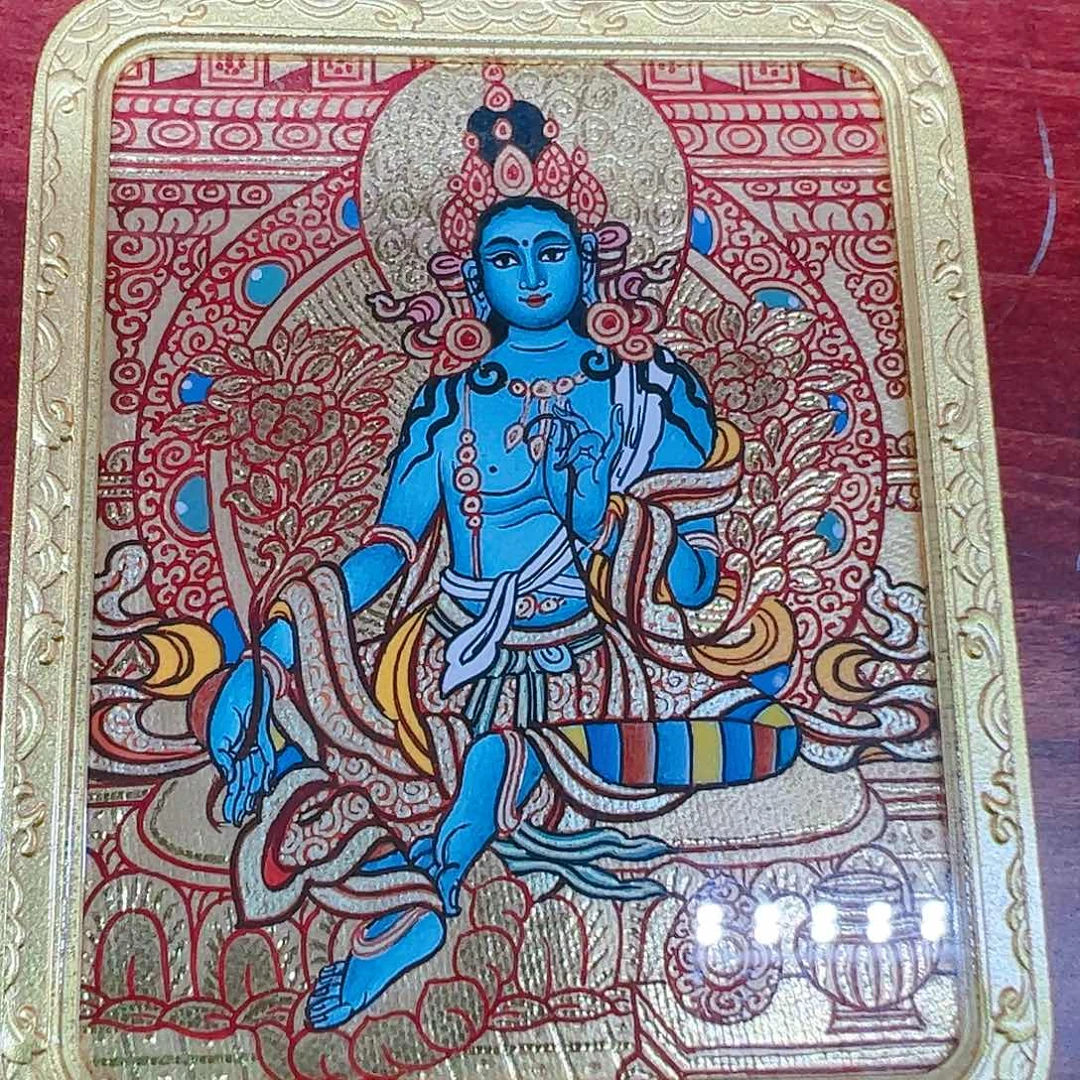 吊坠热贡手绘绿度母唐卡